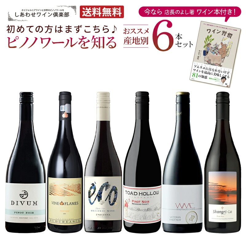 【ワイン本付き】ピノノワールを知る おススメ 産地別6本セット！【今なら店長著書ワイン本［ワイン習慣］プレゼント】 ワインセット ワイン セット 6本セット ワインギフトセット 高級ワイン 赤 ピノノワール ピノ・ノワール
