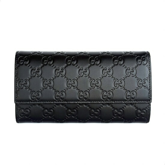 グッチ 長財布 GGレザー マイクログッチシマ レディース ブラック レッド GUCCI 良品 グッチ GG柄 マイクログッチシマ レザー ロング
