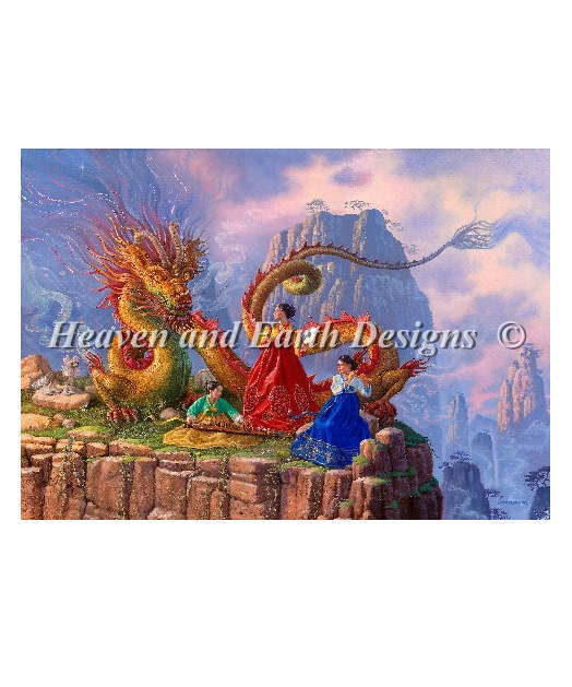 Ruth Sanderson クロスステッチ刺しゅうチャート HAED 図案 【Supersized Dragon Serenade Max Colors】 Heaven And Earth Designs 難しい 上級者様向け