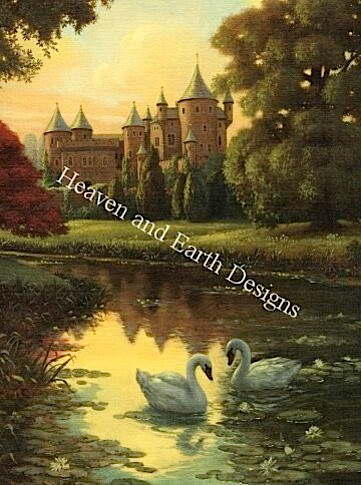 Ruth Sanderson クロスステッチ刺しゅうチャート HAED 図案 【Supersized Swans Max Colors】 Heaven And Earth Designs 難しい 上級者様向け