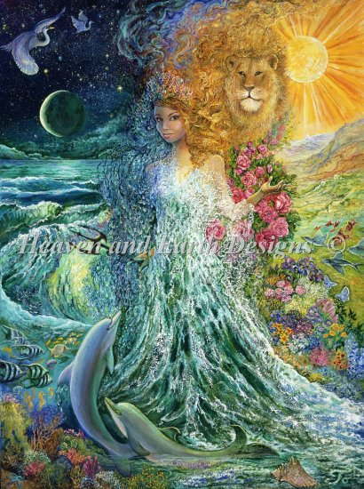 Josephine Wall クロスステッチ刺しゅうチャート HAED 図案 【Supersized Power Of The Elements Max Colors】 Heaven And Earth Designs 難しい 上級者 精霊 女神 神 妖精 神聖 朝 夜 太陽 月 海 森