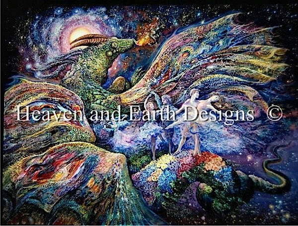 Josephine Wall クロスステッチ刺繍図案 HAED 上級者 【Supersized Dragon Dancer Max Colors】 全面刺し Heaven and Earth Designs
