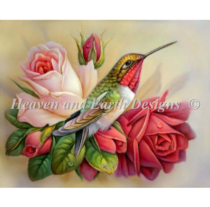 楽天市場 Heaven And Earth Designs クロスステッチ刺繍図案 Haed 輸入 上級者 Oleg Gavrilov 薔薇の中のハチドリ Hummingbirds In Roses 全面刺し クロスステッチ手芸雑貨シーボンヌ