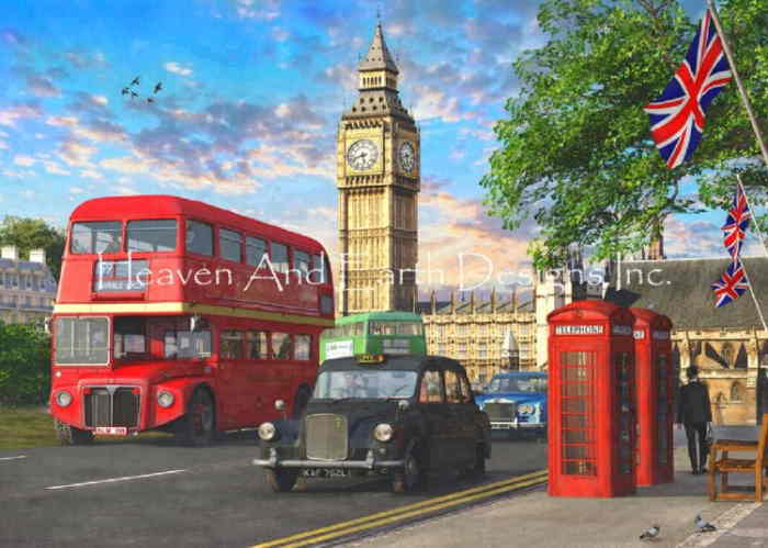 Dominic Davison クロスステッチ刺しゅうチャート HAED 図案 【Supersized Parliament Square Max Colors】 Heaven And Earth Designs 難しい 風景 ロンドン イギリス