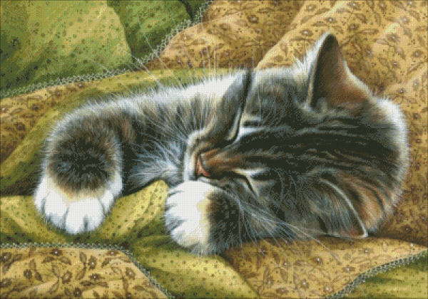 Irina Garmashova クロスステッチ 刺しゅうチャート HAED 図案 【Supersized Antique Fabrics Max Colors】 Heaven And Earth Designs ねこ キャット 猫 ネコ お昼寝 ひるね