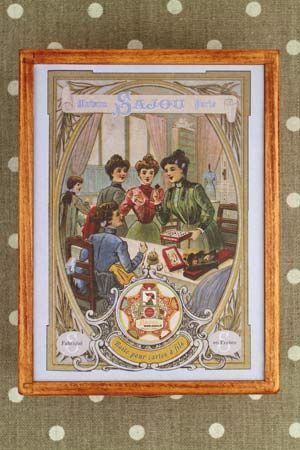Sajou 木製収納ボックス Boîte de rangement en bois cartes à fil Salon de couture 保管 フランス メゾンサジュー BOIS_BTE_CF_01|クロスステッチ手芸雑貨シーボンヌ