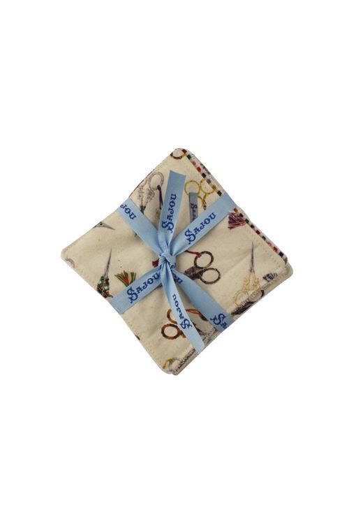 Maison Sajou クレンジングフェイスワイプ７枚組 【予約】 フランス製 （SEPT LINGETTES VISAGE MA  BELLE VILLE DE PARIS）美容 バンブービスコース 竹繊維 抗菌 防臭 消臭 クロスステッチ手芸雑貨シーボンヌ