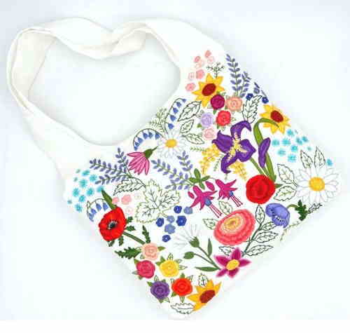 Le Bonheur des Dames（ルボヌールデダム） 縫い一揃いの道具 【 花刺しゅうの御徒面子 - Jardin Fleuri - Sac ? Broder Et ? Coudre - 】 フランス共和国 インポート 上級者 2922