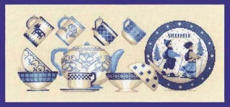 はりつけ台編み目刺しゅう一揃いの道具 インポート ルボヌールデダム Le Bonheur des Dames 縫い Vaisselle bleue 乳くさい食器 フランス共和国 上級者 1039