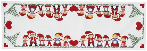 EVA ROSENSTAND クロスステッチ刺しゅうキット 【クリスマスのニッセとハートのテーブルランナー】 デンマーク 北欧 輸入 上級者 02-4248｜クロスステッチ手芸雑貨シーボンヌ