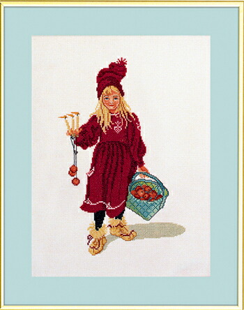 【DM便対応】EVA ROSENSTAND リンゴのバスケットを持つ少女 Girl with apple basket クロスステッチ キット デンマーク 北欧 刺しゅう 12-823