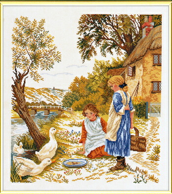 EVA ROSENSTAND 女の子とガチョウ Girls and geese クロスステッチ キット デンマーク 北欧 刺しゅう 海外 輸入 上級者 12-964｜クロスステッチ手芸雑貨シーボンヌ