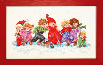 EVA ROSENSTAND はりつけ台編み目刺しゅう一揃いの道具 インポート 雪の中のちびっ子たち Children インチ snow デンマーク王国 北欧14-258