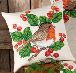 クロスステッチ刺繍キット Erithacus rubecula ヨーロッパコマドリ ペルミン 輸入 Permin デンマーク 83-6420 中級者 上級者 【DM便対応】