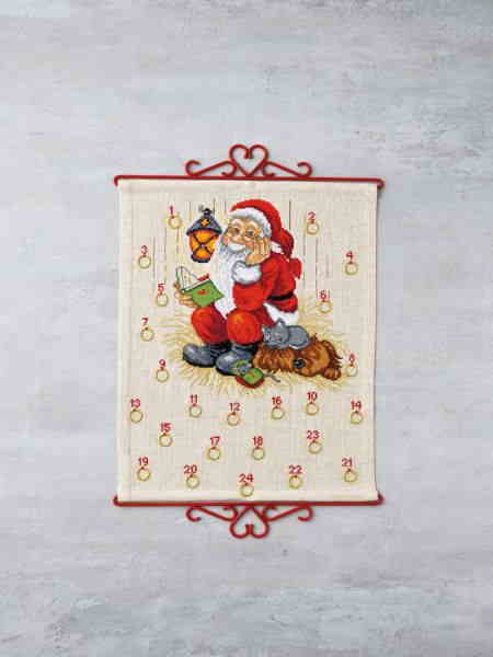 Permin of Copenhagen（ペルミン） 差し交わす縫い目刺繍一揃いの道具 【聖ニコラスと犬のクリスマスアドベントカレンダー】 デンマーク王国 北欧 インポート 上級者 34-2229