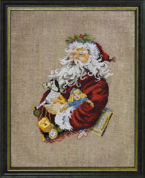 ペルミン クロスステッチ刺繍キット 輸入 クリスマス PERMIN サンタクロースとロッキングホース Julem.gyngehest デンマーク 北欧 上級者 12-0205