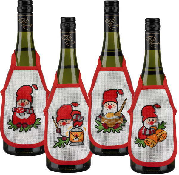 PERMIN ボトルエプロン・レッドエッジ Bottle aprons Red Edge（4pck） クロスステッチ 刺繍 キット デンマーク 北欧 刺しゅう ペルミン 78-3521 【DM便対応】