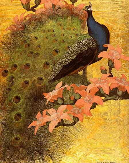 Jessie Arms Botke Quince Scarlet アームズ クジャク クロスステッチ刺しゅうチャート ジェシー フラワー ヘーゼル ボット 上級者 名画 和風 図案 孔雀 海外 絵画 美術 花 芸術 芸術作品 輸入 難しい 鳥 店内全品対象 Botke