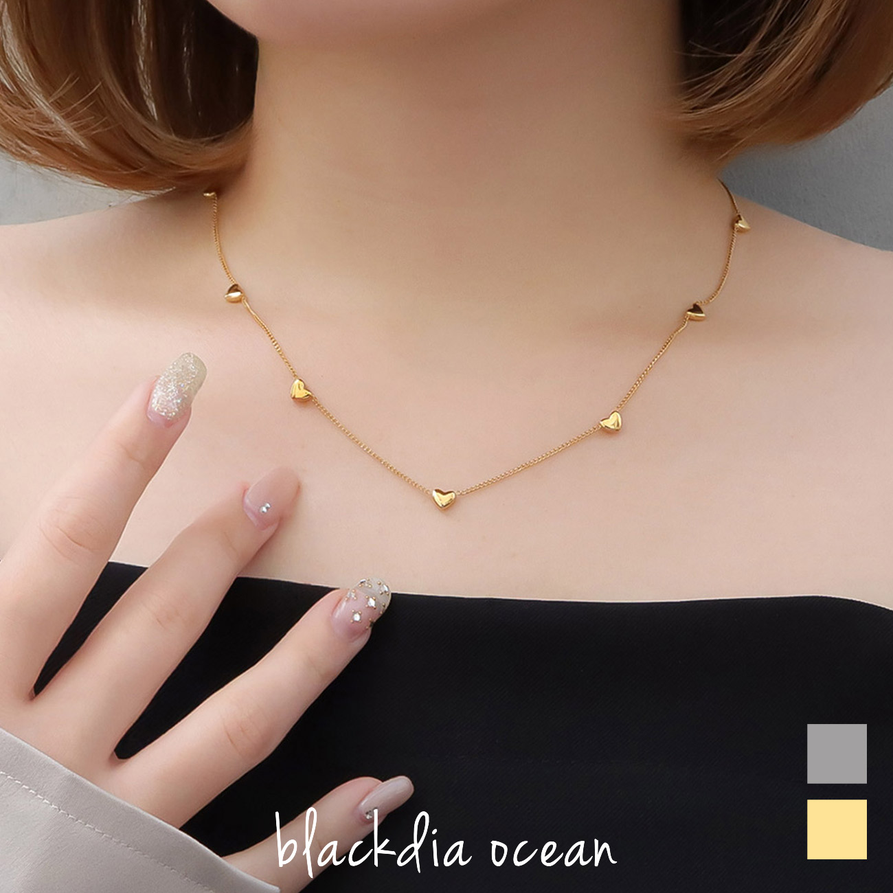 Nudie Diamond・5粒ネックレス[クリア]／シエナロゼ（SIENA ROSE）