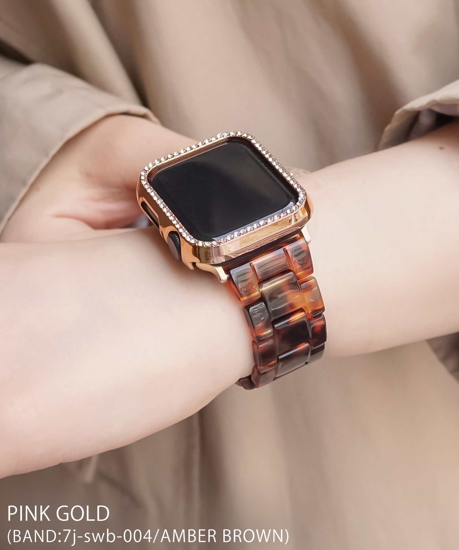 豪華♡ Apple Watch キラキラ ケース ピンク 38mm - 金属ベルト