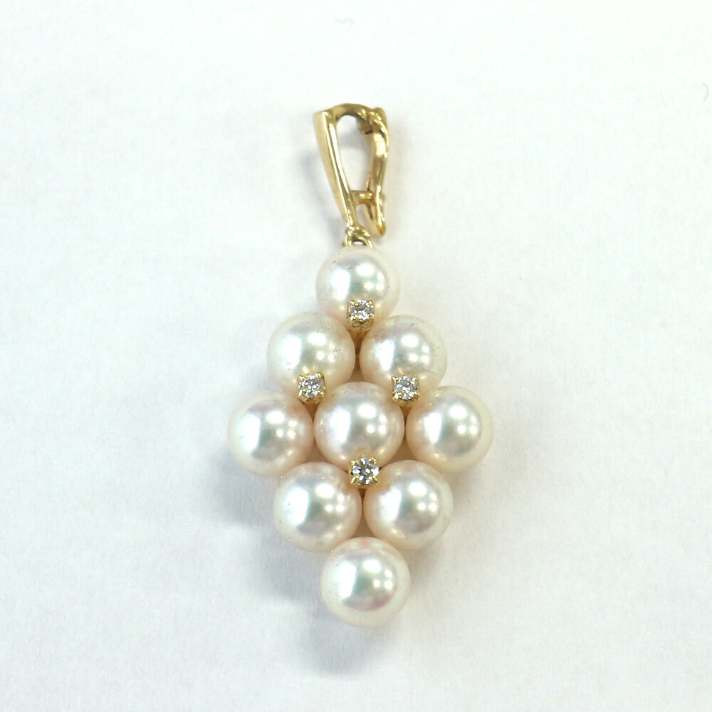 ミキモト　パール･ダイヤモンドペンダント　K18YG MIKIMOTO 【中古】AB《返品可》【質屋出品】【送料無料】