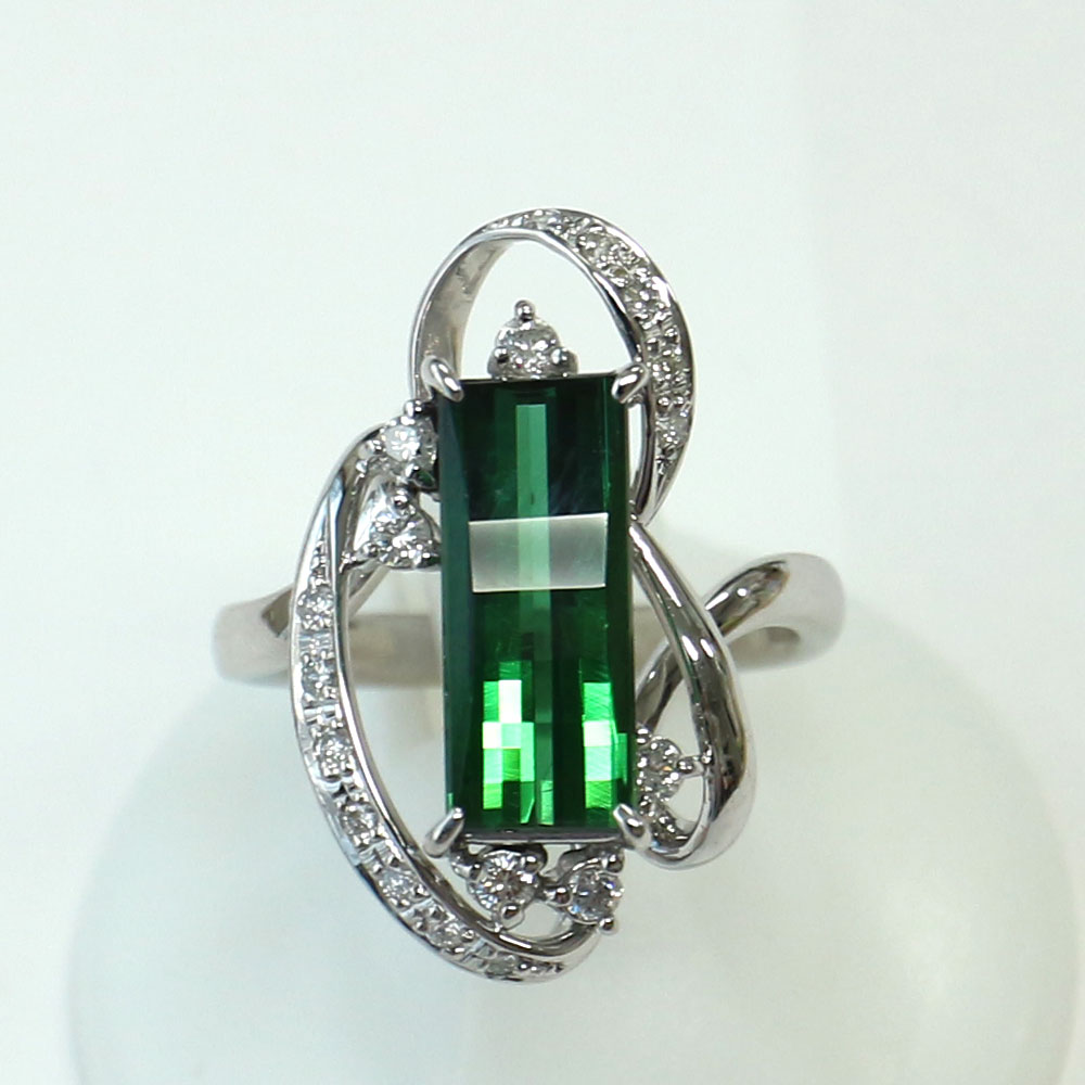 楽天市場】Pt900 グリーントルマリンリング 6.40ct ダイヤモンドD-0.58