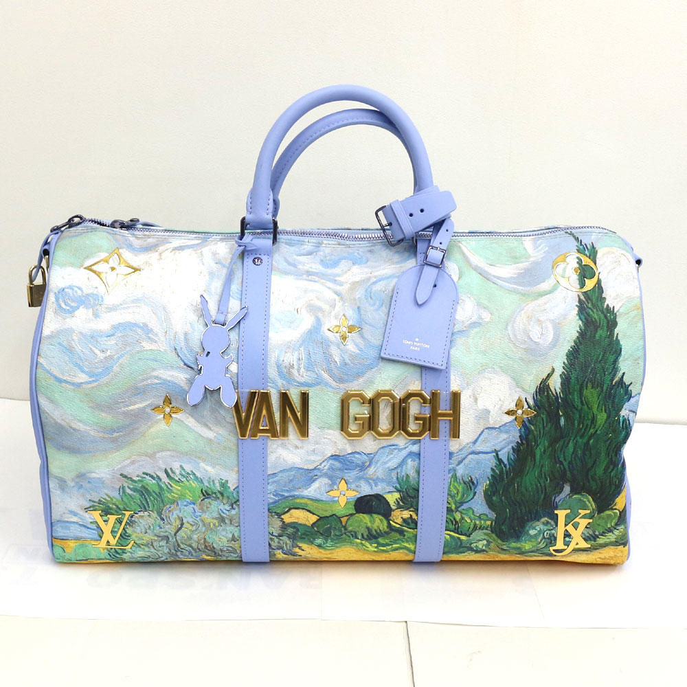 ルイ・ヴィトン キーポルバンドリエール50 マスターズ寄せあわせ LOUIS VUITTON  ゴッホ 糸杉のある麦畑 M43347【中古】美品《返品可》【一六銀行見せびらかす】【貨物輸送無料】