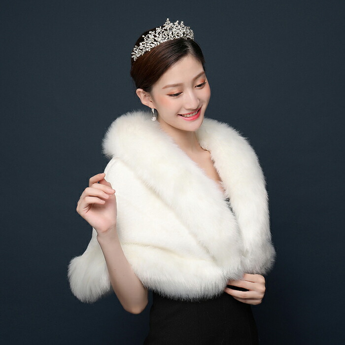 ファーショール 結婚式 フェイクファー ショール 肩掛け ファーケープ ウェディングショール