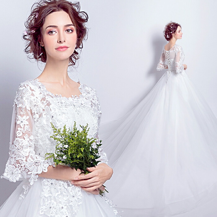 ウエディングドレス 長袖 プリンセスラインドレス 花嫁 ドレス ロングドレス ウェディングドレス 結婚式 二次会 ブライダル カラードレス パーティードレス エンパイア 大きいサイズ 披露宴 発表会 オフホワイト wedding dress XXS XS S M L XL XXL XXXL 前撮り 後撮り 挙式｜渋谷ウイングス 16,710円
