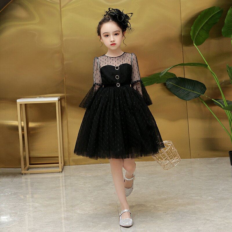 楽天市場 子供ドレス ピアノ発表会 ワンピース 長袖 女の子 ドレス フラワーガール フォーマルドレス 子供服 キッズドレス 子どもドレス Aライン ワンピース ジュニア 七五三 結婚式 卒業式 プリンセスドレス ブラック 黒 100 110 1 130 140 150 160 渋谷ウイングス
