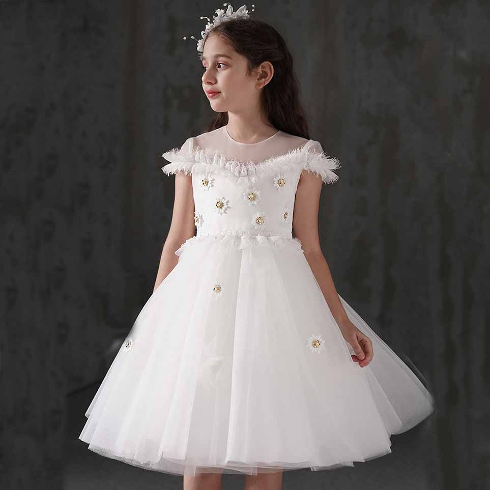 アウトレット送料無料 子供ドレス ピアノ発表会 ワンピース 女の子 ドレス フォーマルドレス キッズドレス 子どもドレス ジュニア フラワーガール 子供服 Aライン プリンセスドレス 七五三 卒業式 結婚式 ホワイト 白 100 110 1 130 140 150 160 渋谷ウイングス