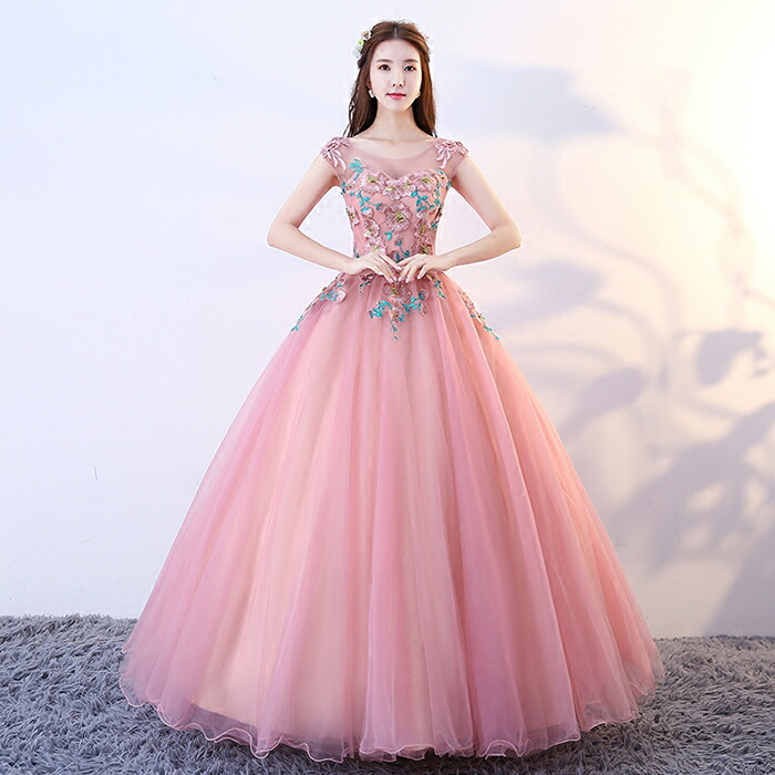 ロングドレス　イブニングドレス　結婚式　パーティ　ファインフェザーズ　演奏会 楽天市場】カラードレス ロングドレス ブルー ピンク Aライン