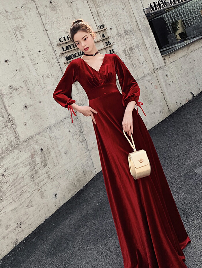 代引き手数料無料 ロングドレス 演奏会 パーティードレス 長袖 イブニングドレス カラードレス フォーマルドレス 花嫁 ドレス カクテルドレス 二次会 コンサート 結婚式 お呼ばれ ワンピース 発表会 披露宴 大きいサイズ 赤 Xxs Xs S M L Xl Xxl Xxxl 渋谷ウイングス