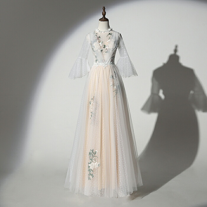 ロングドレス 長袖 演奏会 カラードレス パーティードレス 結婚式 イブニングドレス 花嫁 カクテルドレス 二次会 フォーマルドレス お呼ばれ ワンピース エンパイア コンサート 発表会 披露宴 大きいサイズ XXS XS S M L XL XXL