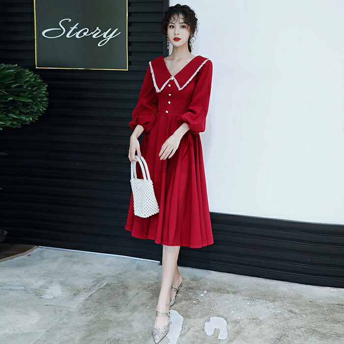 人気特価激安 楽天市場 ロングドレス 演奏会 長袖 カラードレス 赤 パーティードレス 演奏会用ドレス イブニングドレス 結婚式 カクテルドレス 花嫁 フォーマルドレス 二次会 ａラインドレス お呼ばれ ワンピース エンパイア コンサート 披露宴 発表会 大きいサイズ