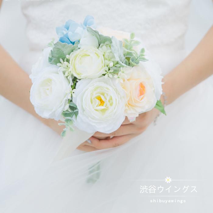 楽天市場 ウエディングブーケ 結婚式 ミニブーケ ウェディングブーケ 花嫁 ブーケ 手作り ブライダルブーケ 造花 ラウンドブーケ 二次会 渋谷ウイングス