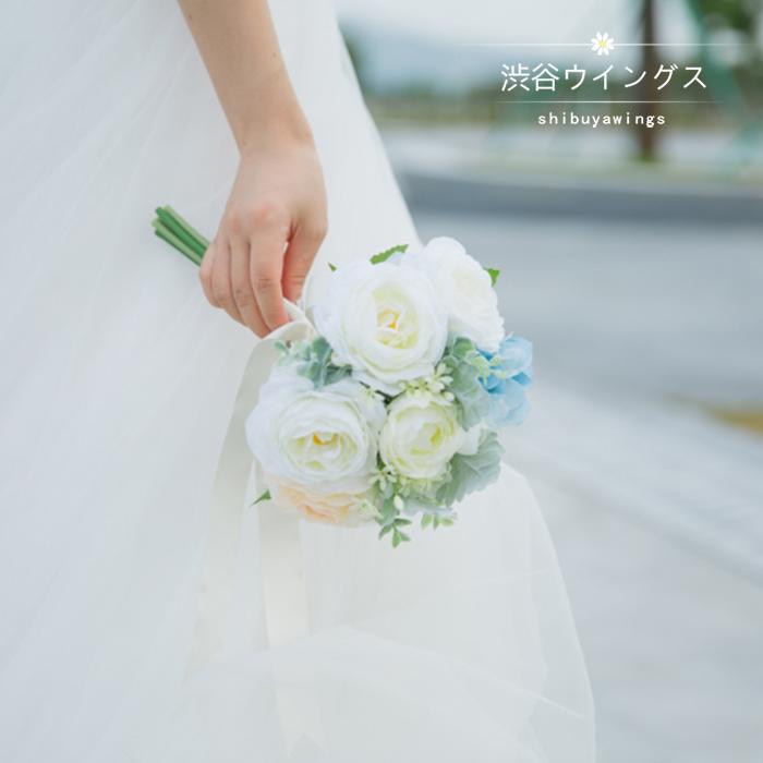 楽天市場 ウエディングブーケ 結婚式 ミニブーケ ウェディングブーケ 花嫁 ブーケ 手作り ブライダルブーケ 造花 ラウンドブーケ 二次会 渋谷ウイングス