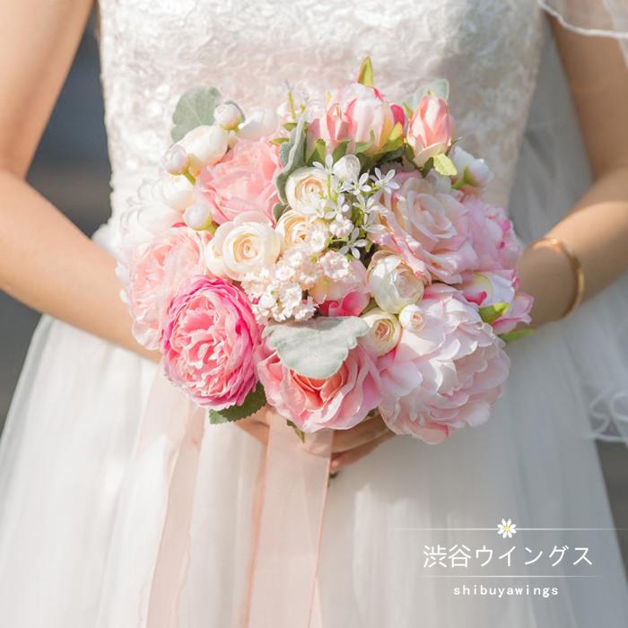 楽天市場 ウエディングブーケ 結婚式 ウェディングブーケ 花嫁 ブーケ ブライダルブーケ 造花 クラッチ ブーケ 手作り 二次会 渋谷ウイングス