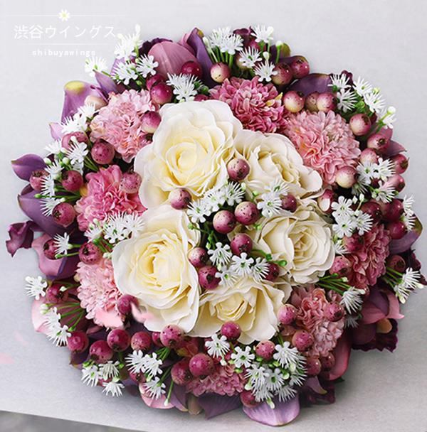 楽天市場 ウエディングブーケ ブートニア セット ウェディングブーケ 結婚式 ブライダルブーケ 花嫁 ブーケ 造花 クラッチ ブーケ 二次会 ウェディング用 手作り 渋谷ウイングス