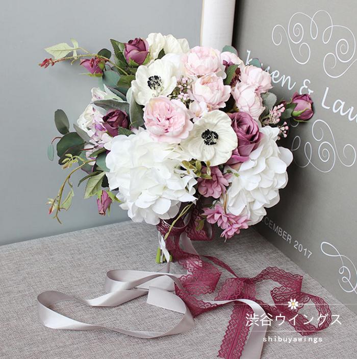 楽天市場 ウエディングブーケ 手作り ウェディングブーケ 花嫁 ブーケ 結婚式 ブライダルブーケ 造花 ブライダル用 二次会 クラッチブーケ 披露宴 渋谷ウイングス