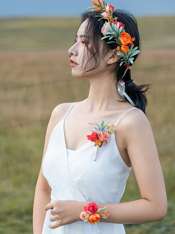 花かんむり ウエディング ヘアアクセサリー 髪飾り ティアラ 結婚式 花冠 カチューシャ ヘッドドレス