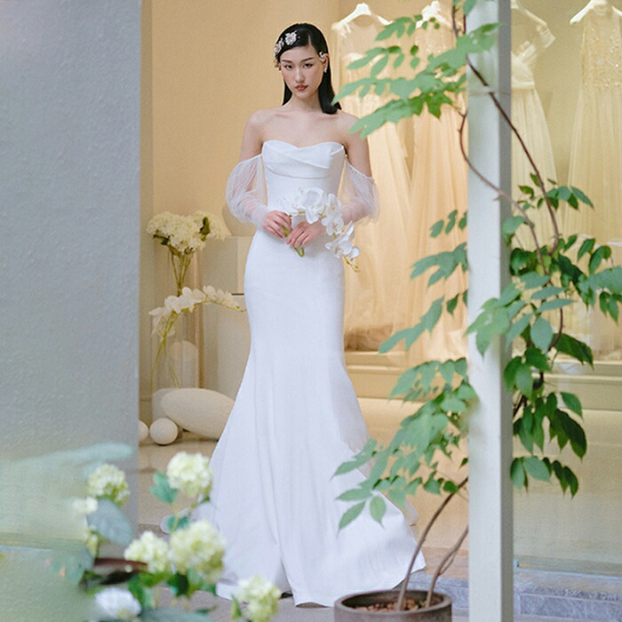 楽天市場】ウエディングドレス 袖あり ロングドレス 演奏会 マーメイド