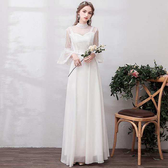 楽天市場 ウェディングドレス Aラインドレス 花嫁 ロングドレス 長袖 ウエディングドレス 結婚式 二次会 パーティードレス お呼ばれ エンパイア 披露宴 ブライダル 発表会 オフホワイト 大きいサイズ 小きいサイズ レース 渋谷ウイングス