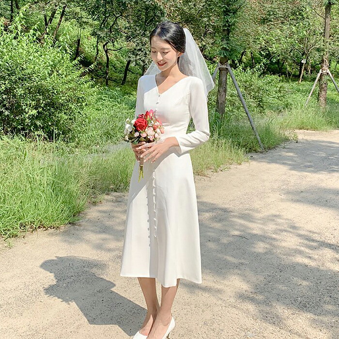 ウエディングドレス 二次会 長袖 ロングドレス Aラインドレス ウェディングドレス 結婚式 花嫁 パーティードレス 演奏会 ブライダル お呼ばれ エンパイア ワンピース 披露宴 海外挙式 前撮り 大きいサイズ 白 wedding dress XXS XS S M L XL XXL XXXL 後撮り お色直し 教会式｜渋谷ウイングス