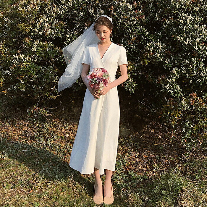ウエディングドレス 二次会 半袖 ロングドレス Aラインドレス ウェディングドレス 花嫁 結婚式 パーティードレス 演奏会 ブライダル お呼ばれ エンパイア ワンピース 披露宴 海外挙式 前撮り 大きいサイズ 白 wedding dress XXS XS S M L XL XXL XXXL 後撮り お色直し 教会式｜渋谷ウイングス 11,999円