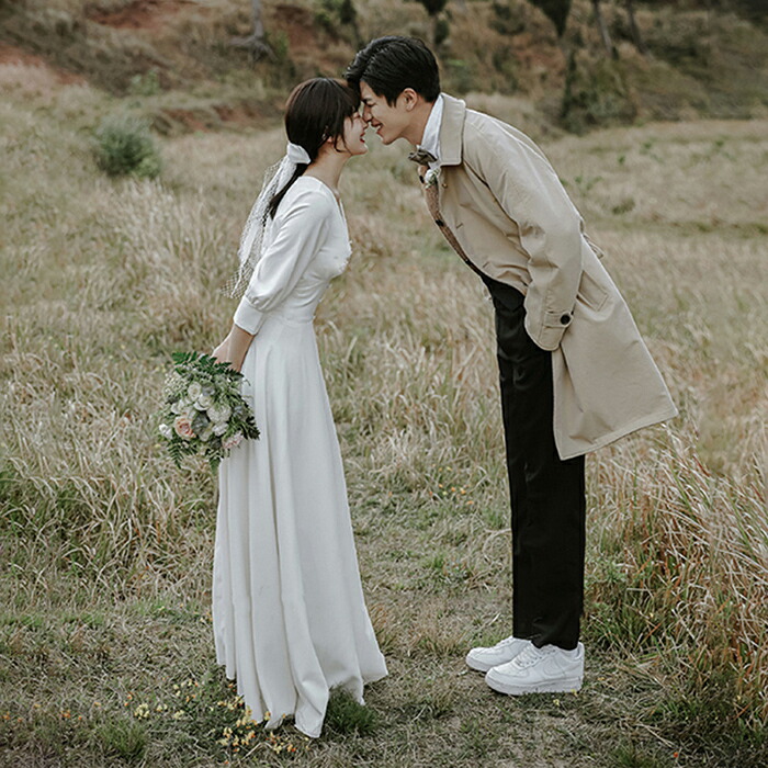 ウェディングドレス 袖あり Aラインドレス ロングドレス 結婚式 ウエディングドレス 二次会 花嫁 パーティードレス 演奏会 ブライダル エンパイア ワンピース お呼ばれ 大きいサイズ 披露宴 海外挙式 前撮り 白 Wedding Dress XXS XS S M L XL XXL XXXL レディース ...