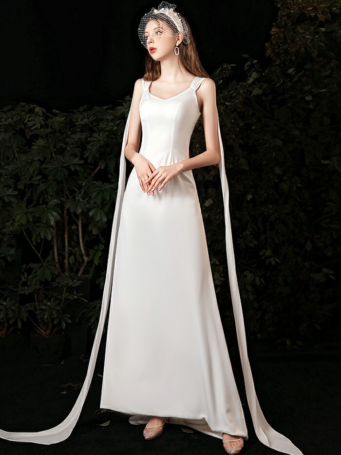 手数料安い 楽天市場 ウェディングドレス ロングドレス ノースリーブ 結婚式 Aラインドレス 花嫁 パーティードレス 演奏会 ウエディングドレス 二次会 大きいサイズ ブライダル ワンピース お呼ばれ エンパイア 披露宴 海外挙式 前撮り オフホワイト 白 Wedding Dress