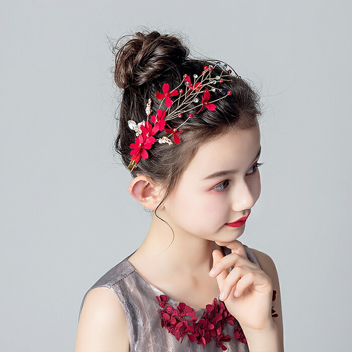楽天市場 ヘッドドレス 子供 ティアラ 花 キッズ ヘアアクセサリー 髪飾り 女の子 ウエディング ピアノ発表会 コンクール ウェディング ブライダル用 パーティー 舞台 結婚式 七五三 入学式 入園式 卒業式 プレゼント 赤 送料無料 渋谷ウイングス