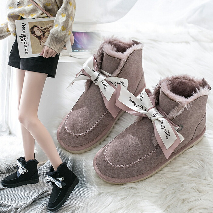 楽天市場 ムートンブーツ レディース ショートブーツ 滑らない 防寒 スノーブーツ 冬 短靴 幅広 スノーシューズ 大きいサイズ おしゃれ 暖かい 痛く ない 歩きやすい 保温 雪用 ラウンドトゥ ぺたんこ 通学 通勤 足が疲れない 柔らか プレゼント 22 5 25cm 黒 4色 送料