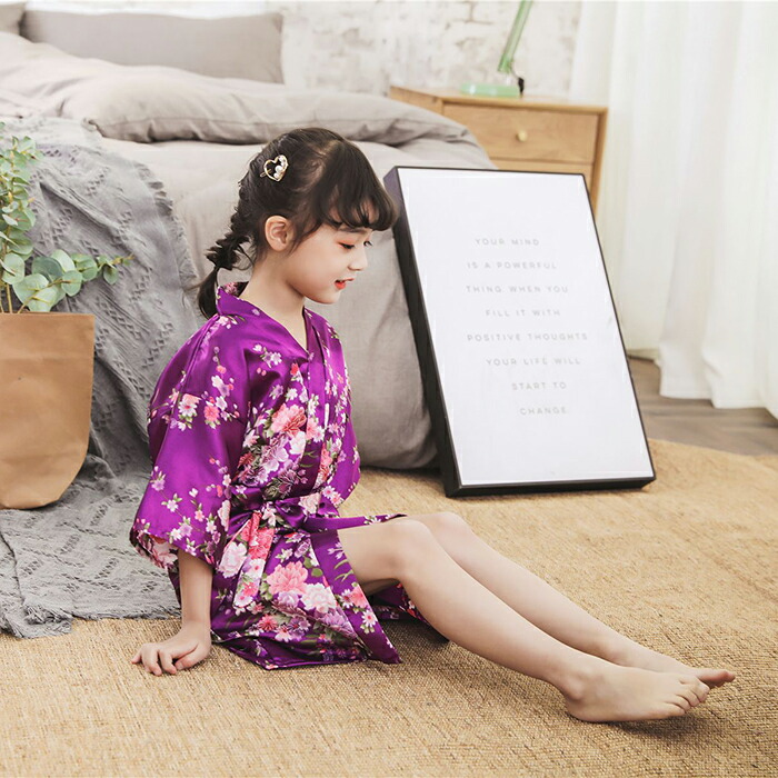 市場 パジャマ リボン ガウン バスローブ 子供用 大きいサイズ 浴衣風 女の子 膝丈 ナイトガウン キッズ ナイトウェア ルームウェア シルク